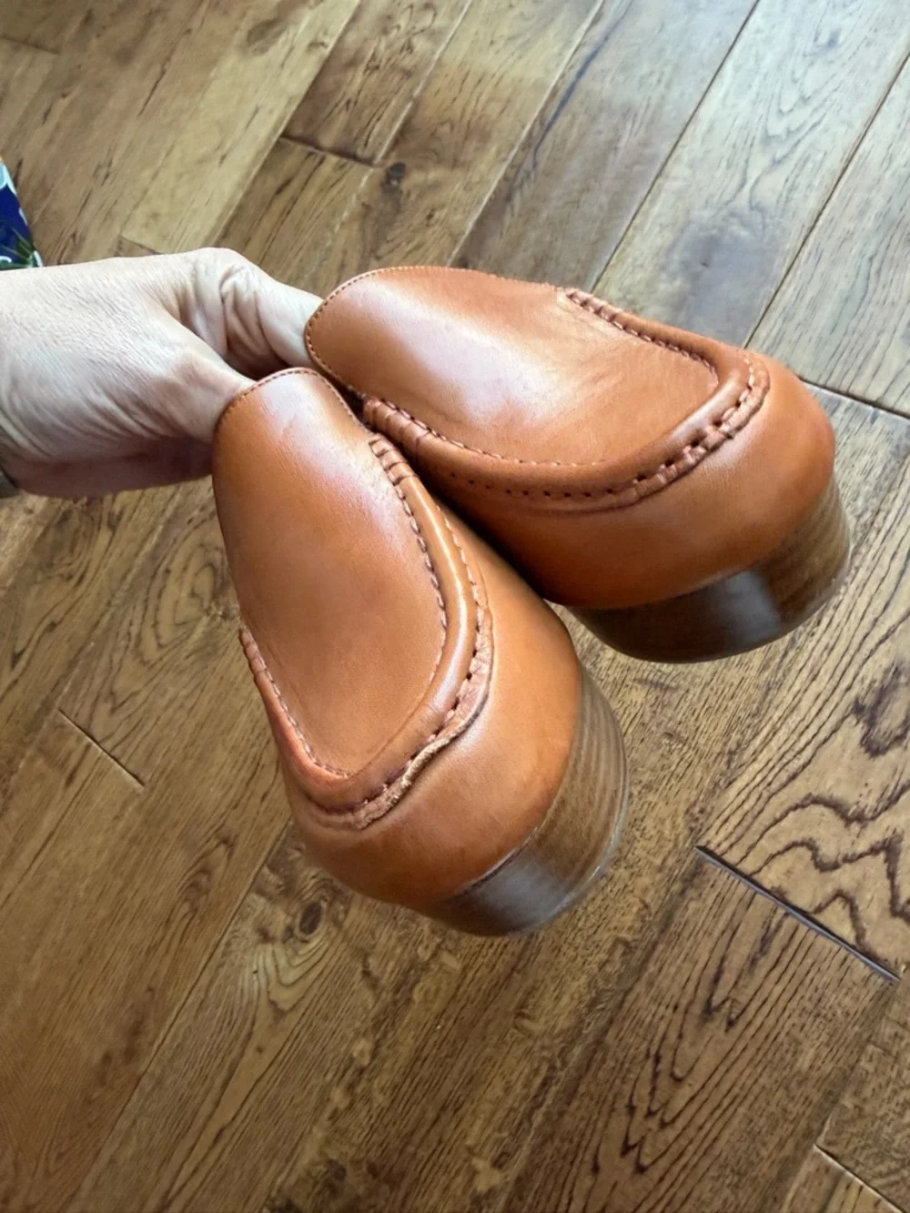 Like NEW CHOCOLAT BLU gemm high clog shoes in cognac 8 leather perfect condition - Picture 5 of 6